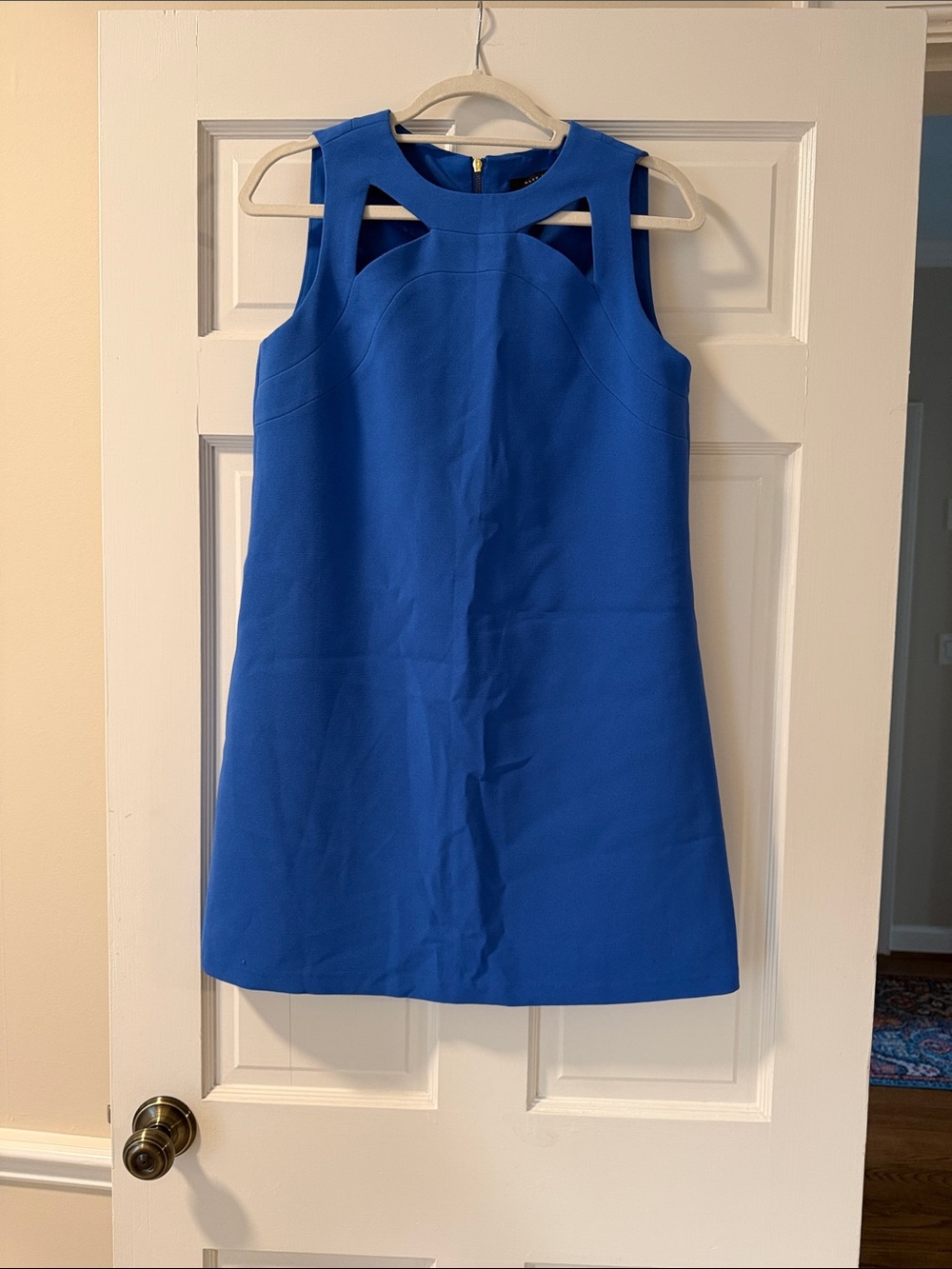 Alex Marie Royal Blue Sleeveless Mini Dress with Cutout Neckline